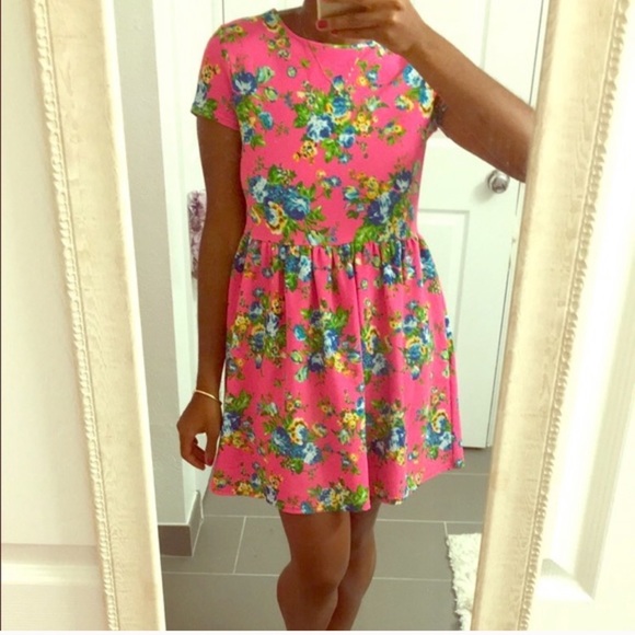 ASOS Dresses & Skirts - ASOS pink floral baby doll dress size 10